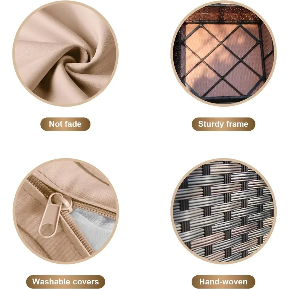 7 Piece Patio Furniture Set with  Fire Pit Table Outdoor Sectional Conversation Sofa Set with Coffee Table