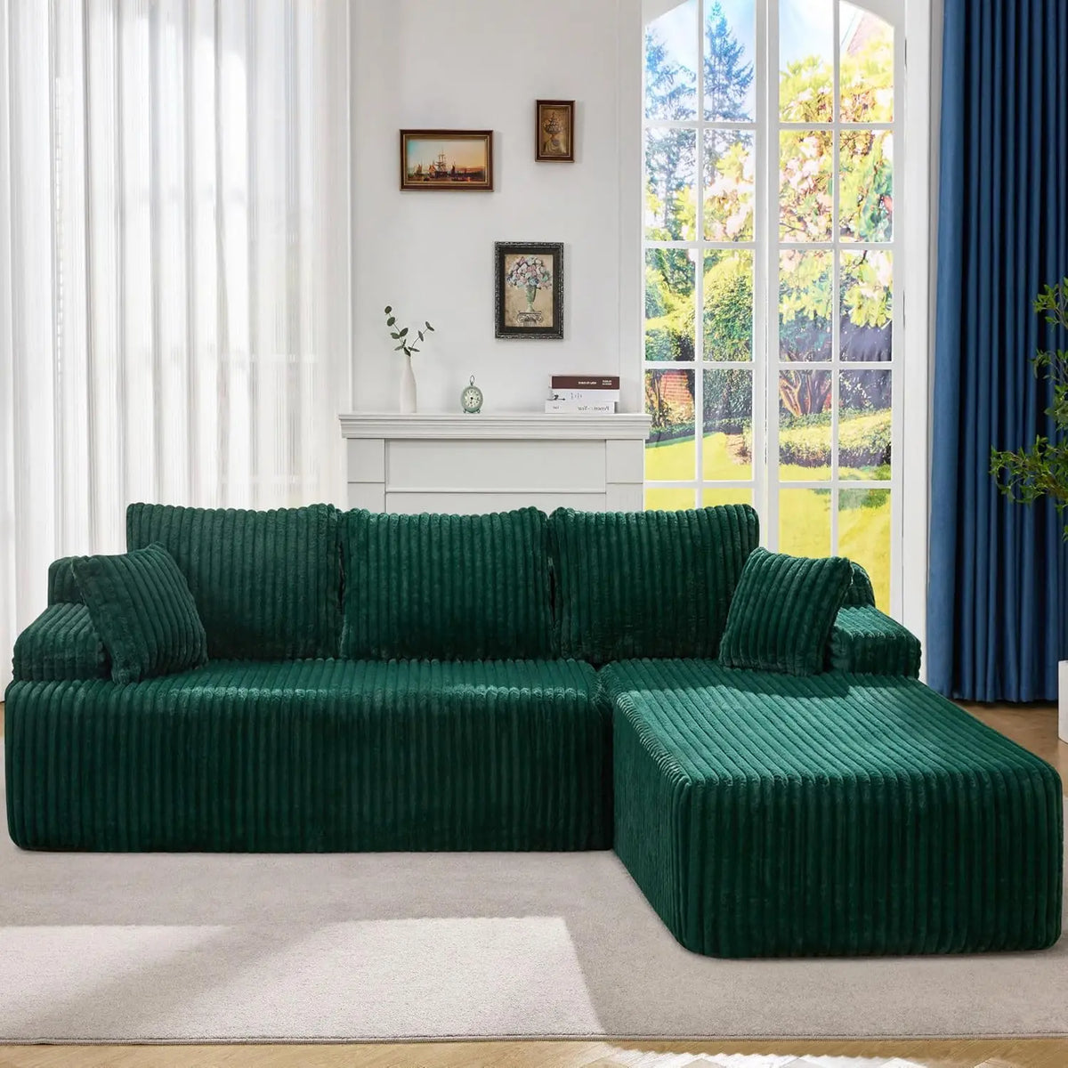 Sectional Sofa Couch, L-Shape Couch 3 Seater Couches for Living Room, Cloud Couch with Oversized Chaise