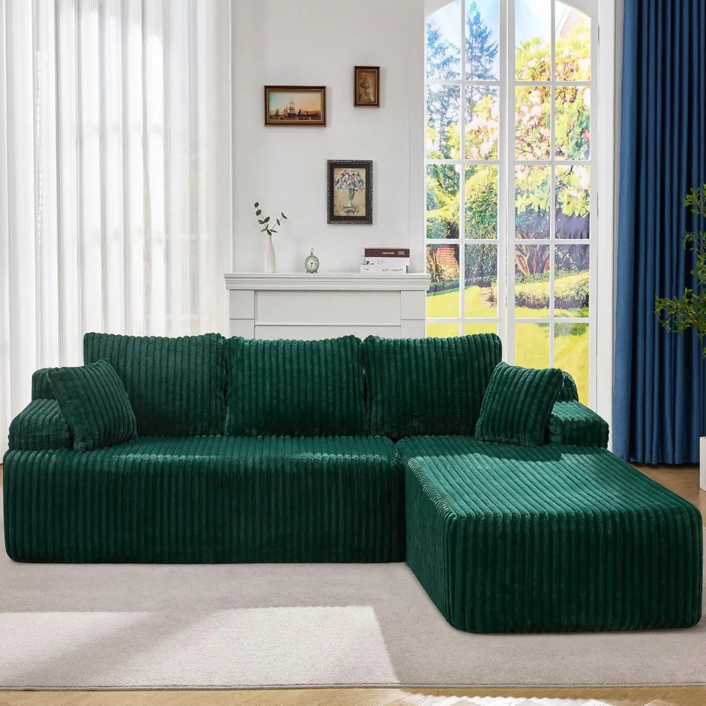 Sectional Sofa Couch, L-Shape Couch 3 Seater Couches for Living Room, Cloud Couch with Oversized Chaise