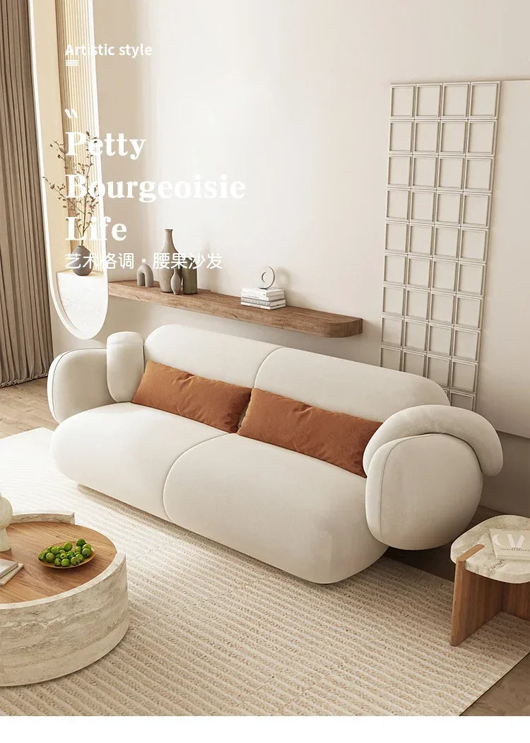 White Technology Cloth Sofa Set Modern King Size Foam Sponge Tatami Couch Large Reading Design Soft Big Bank Bedroom Furniture