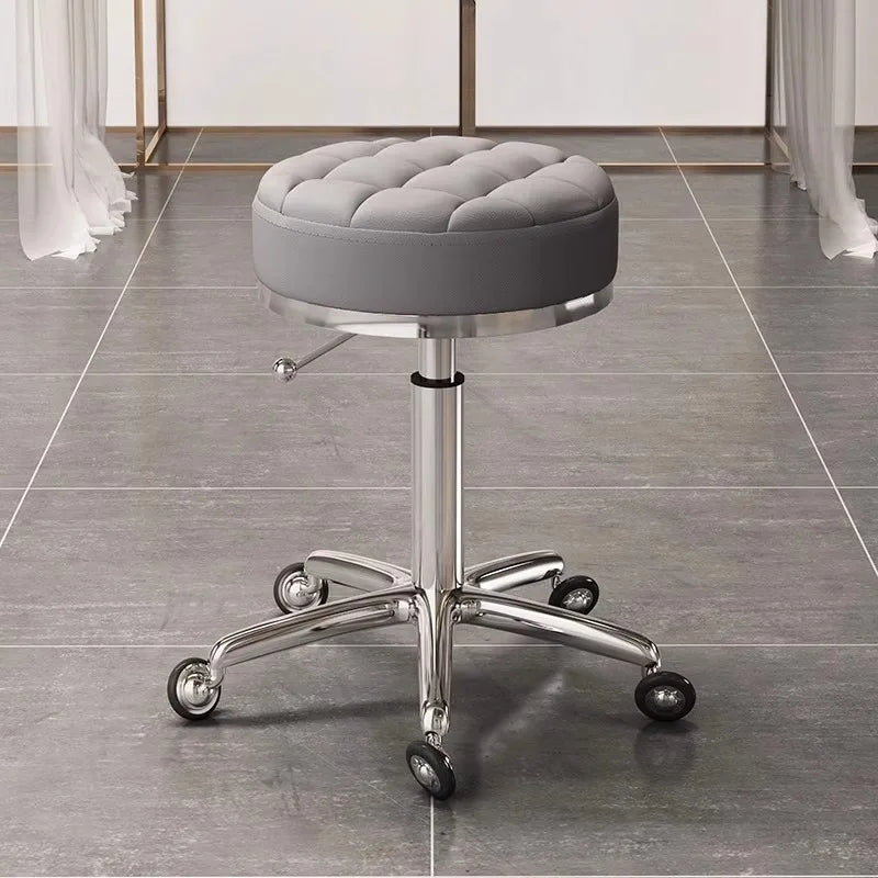 Household beauty stool, metal industrial hair chair with rotating lift pulley, suitable for salons and barber shops