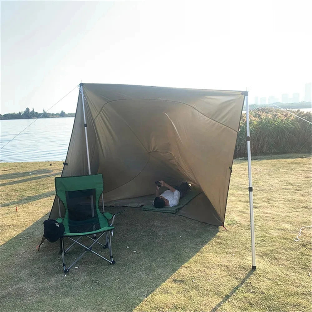 19 Hang Point Tarp Waterpoof Survival Bushcraft Sun Shelter Beach Shade Tent Outdoor Canopy Backpacking Tourist Awning 4x4 3x3m
