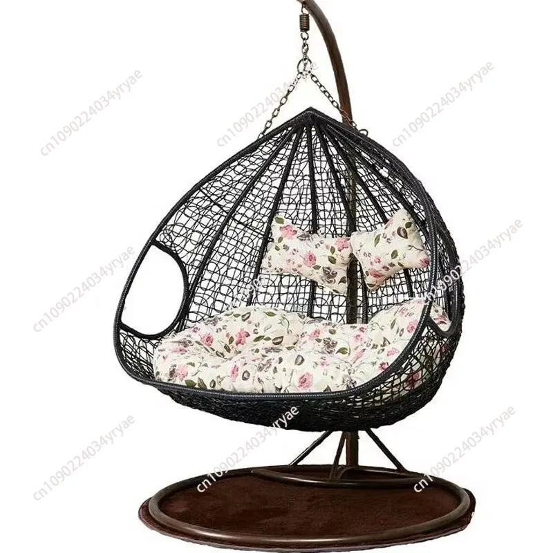 Thickened rattan swing chair Outdoor swing set Strong swing chair frame with waterproof and UV protection