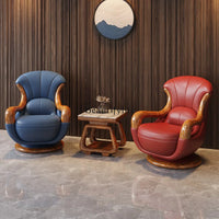 Modern new Chinese ebony top layer cowhide European simplicity Italian minimalism