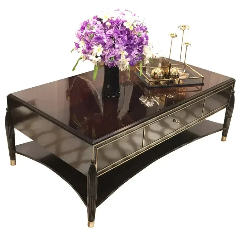 AR Light Luxury Post-modern Stainless Steel Rectangular Square Coffee Table Living Room TV Cabinet Combination Marble Furniture