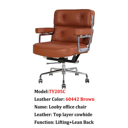 EU Stock TY205C Light Brown Robin Chair Genuine Leather Lobby Office Computer Chair Home and Office
