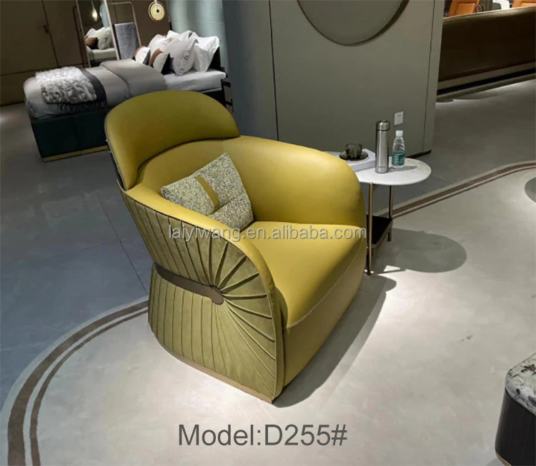 Italian style living room small chairs office and guest rooms single sofa chairs rotatable genuine leather leisure chairs