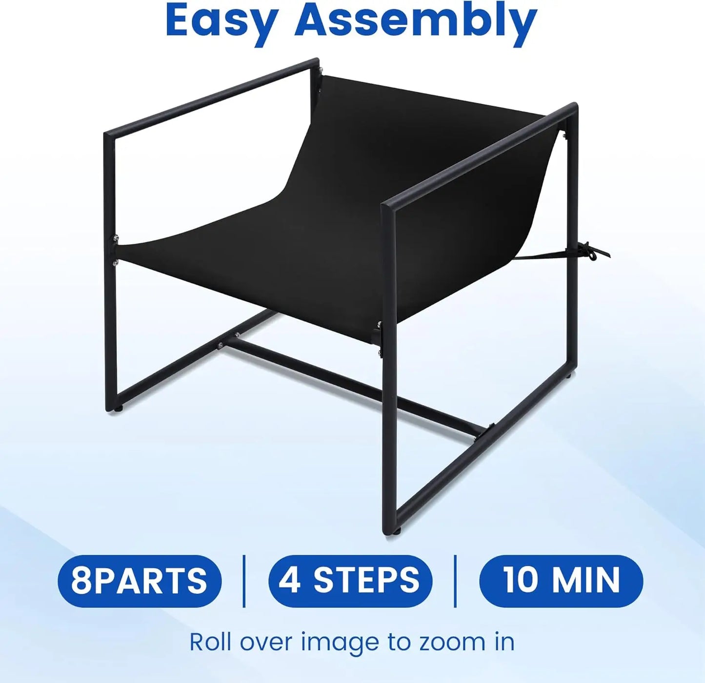 2,Cozy Living Room Chairs, Square Metal Frame, Upholstered Soft Cushion, Sponge, 27.6" x27.6“x32.3, Easy Assembly, Black