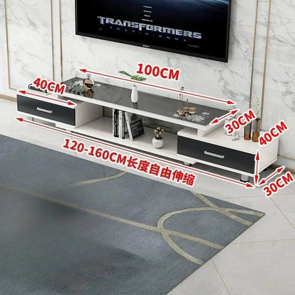 Modern & Minimalist Tempered Glass Expandable TV Stand & Coffee Table Set - European Style, Ideal for Small - Space Living Rooms