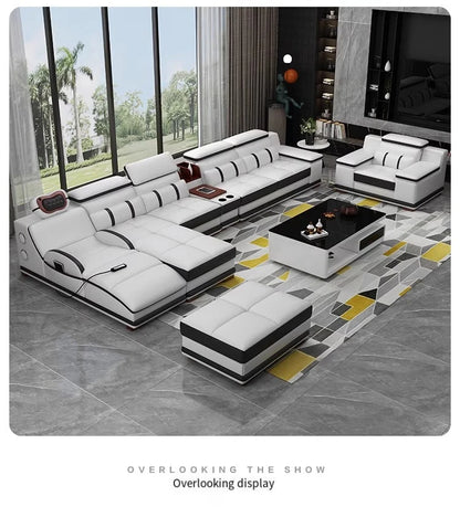 Massage Modern Leather Sofa Luxury Multi Functional Italian Recliner Sofa Couch Puffs Divano Da Soggiorno Living Room Furniture
