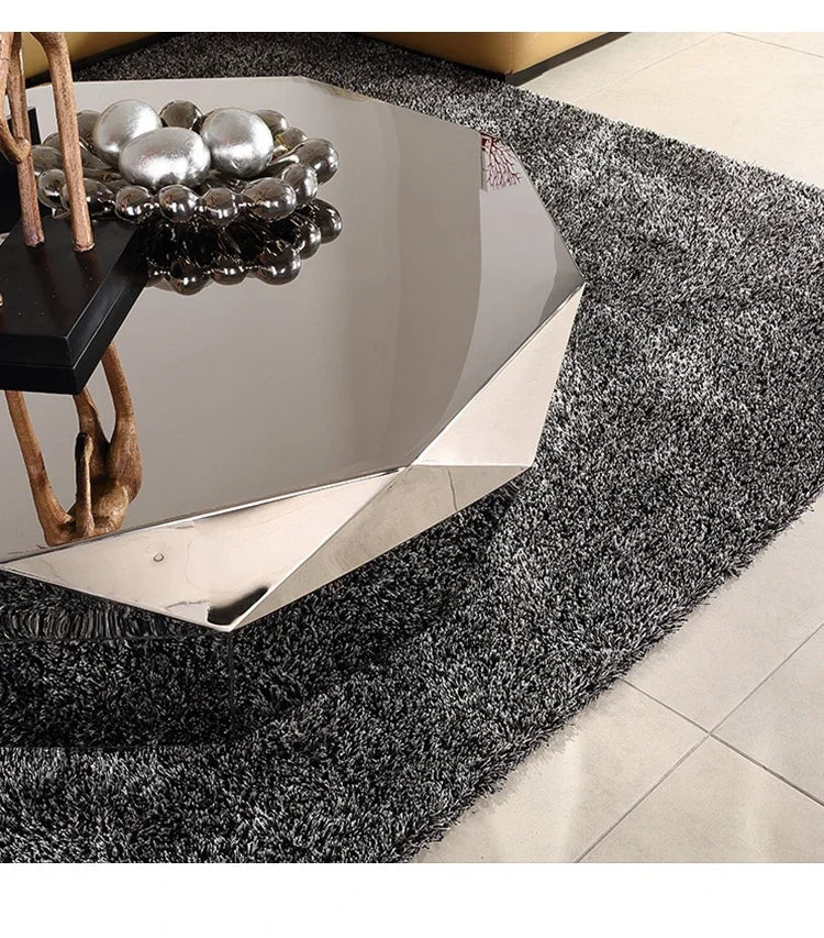 Modern Living Room Furniture Luxury Gold/silver Stainless Steel Coffee Table Mirrored Creative Diamond Shape Coffee Table Design