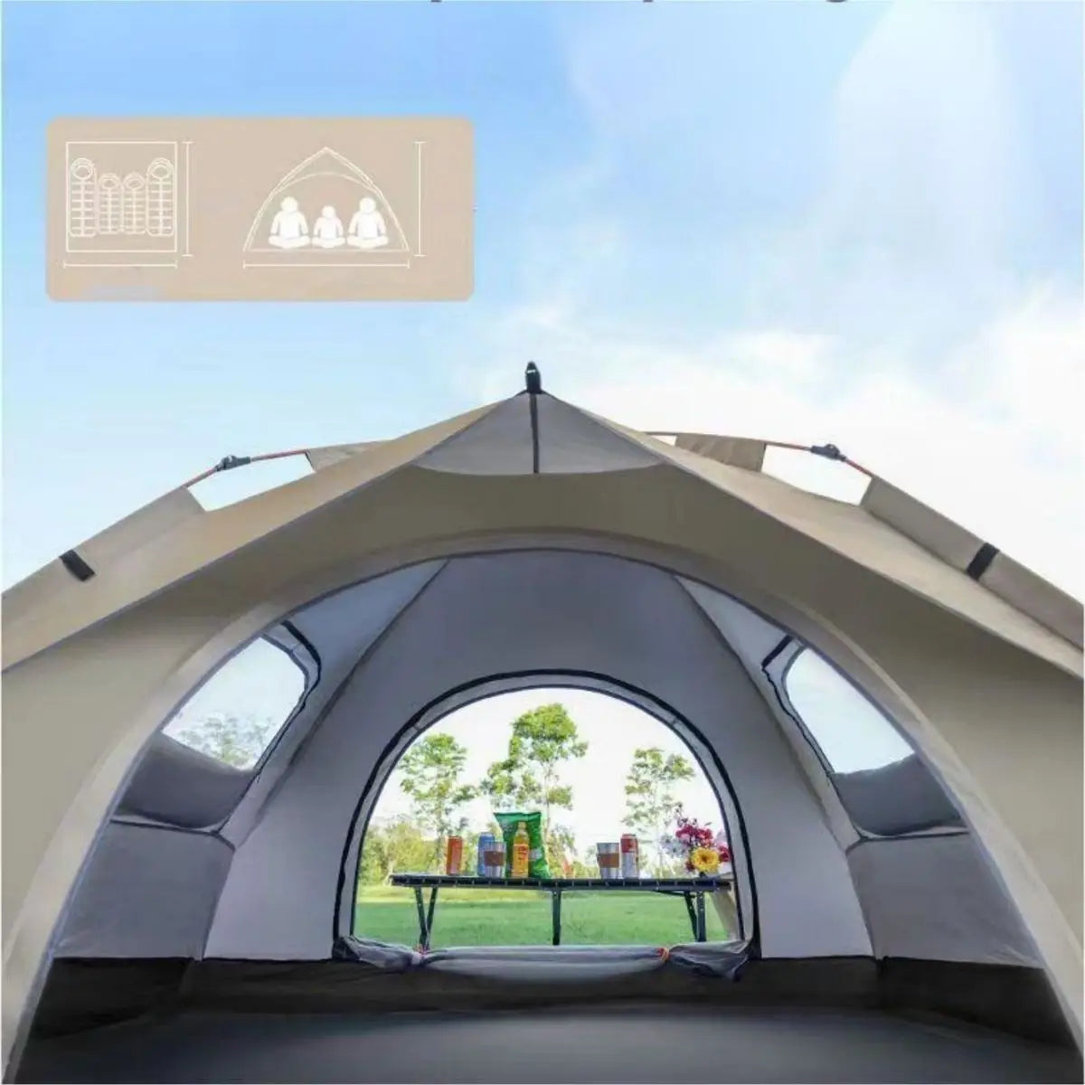 Outdoor Automatic Quick-opening Tent Rainproof Sunshine-proof Tent Fishing Beach Sunshine Shelter Two doors and two windows