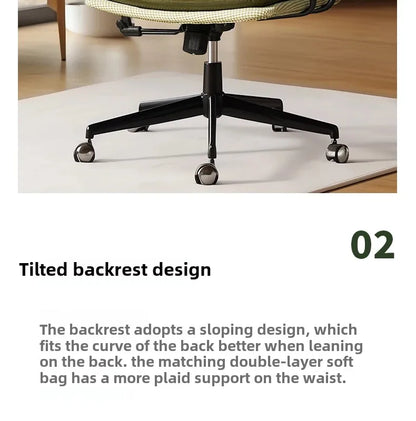 Comfortable Genuine Leather Chair Steel-Legged Adjustable Swivel Seat Ergonomic Desk Chair for Prolonged Sitting