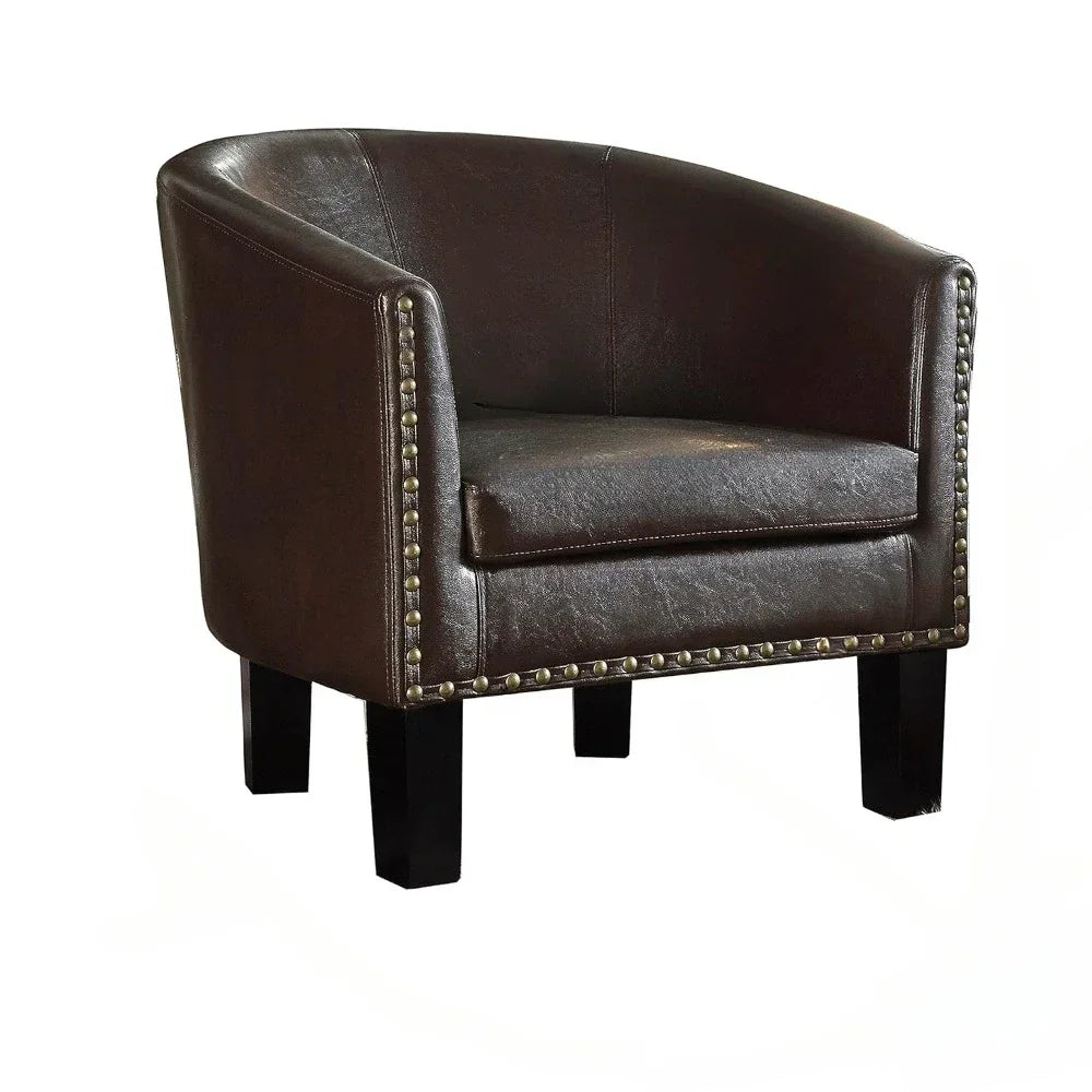 -Living Room Chairs Relaxing Chair Chaise Longisers Dark Brown Faux Leather Upholstery Chairs Club Style Armchairs Furniture Hom