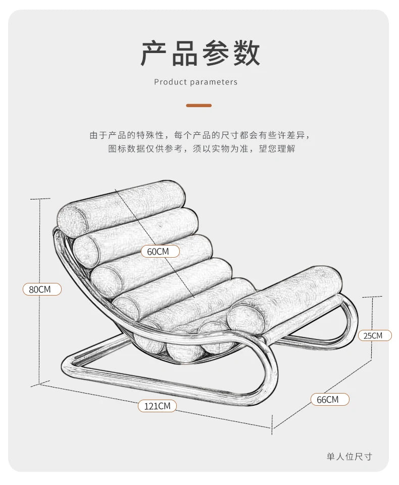 Stainless steel sofa chair Metal lazy recliner Light luxury leisure living room Home single sofa