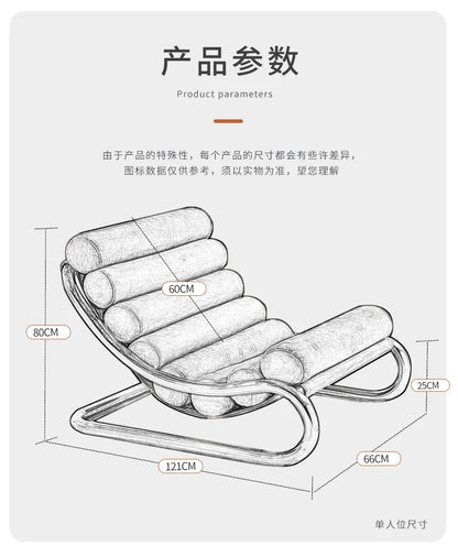Stainless steel sofa chair Metal lazy recliner Light luxury leisure living room Home single sofa