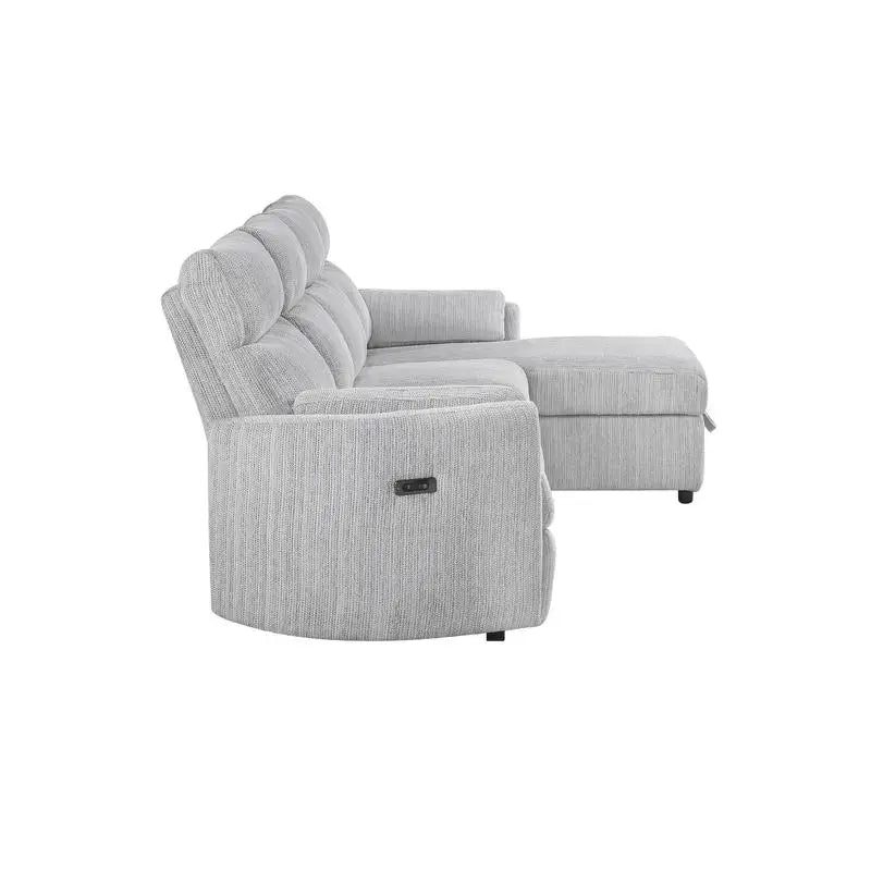 Grey Sleeper Sofa with Storage Chaise Lounge, Versatile Design for Living Room or Guest Room, Compact and Stylish Furniture