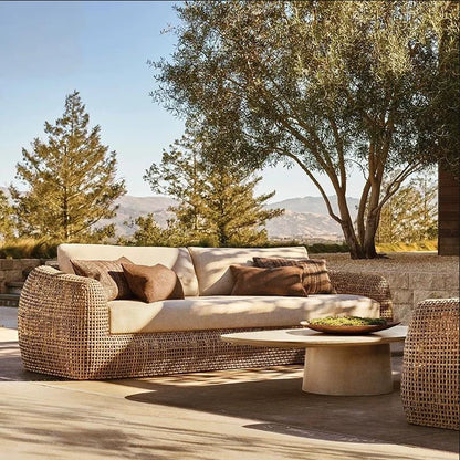 Garden Sofa Set PE Wicker Aluminum Frame Sofas Villa Living Room Furniture  Rattan Woven Outdoor L Shape Combinational Couch