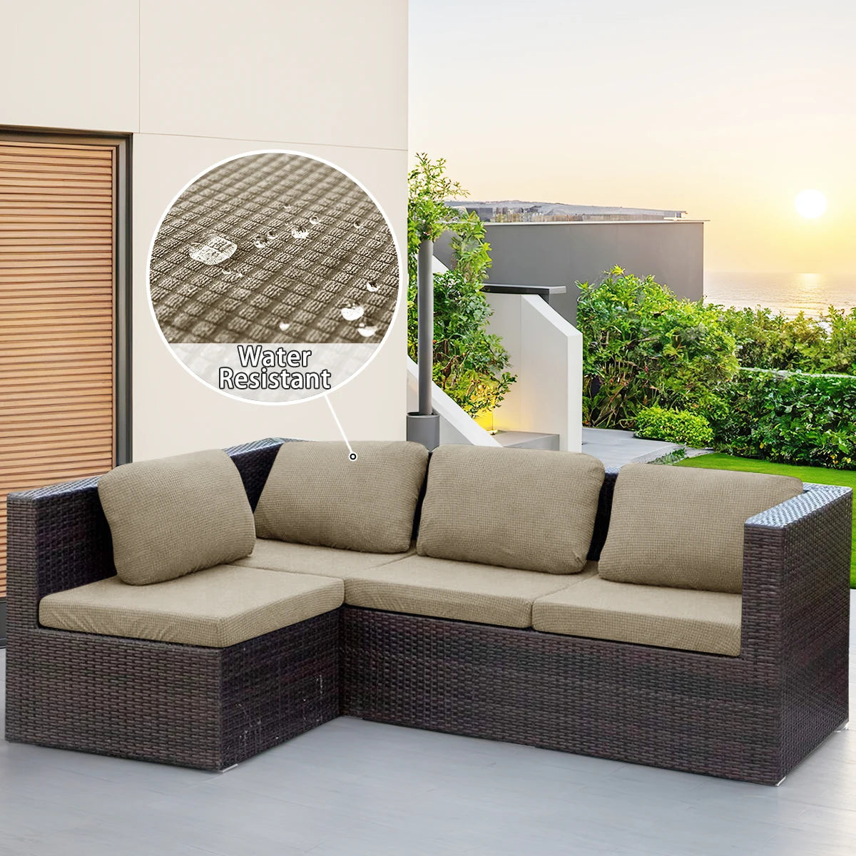 1pc Water-Reststant Polar Fleece Outdoor Sofas Covers, 230gsm Sofa Cushion Cover, Multiple Colors Available
