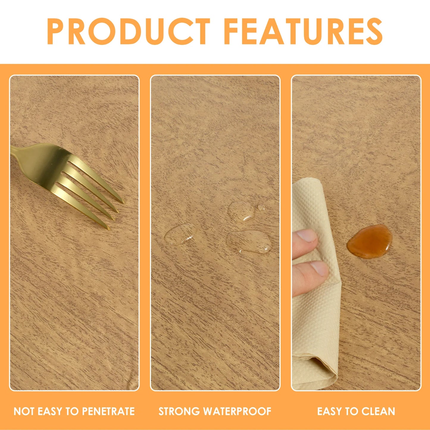 Round Table Cloth Waterproof Farmhouse Table Cover Decorative Wood/Woven Texture Tabletop Protection Rustic Wipeable