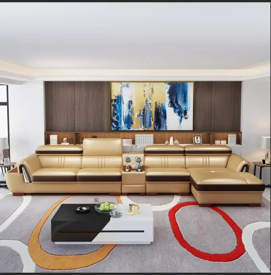 A New Design Fashion Leather and Cloth Combination Furniture Living Room Sofa