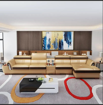 A New Design Fashion Leather and Cloth Combination Furniture Living Room Sofa