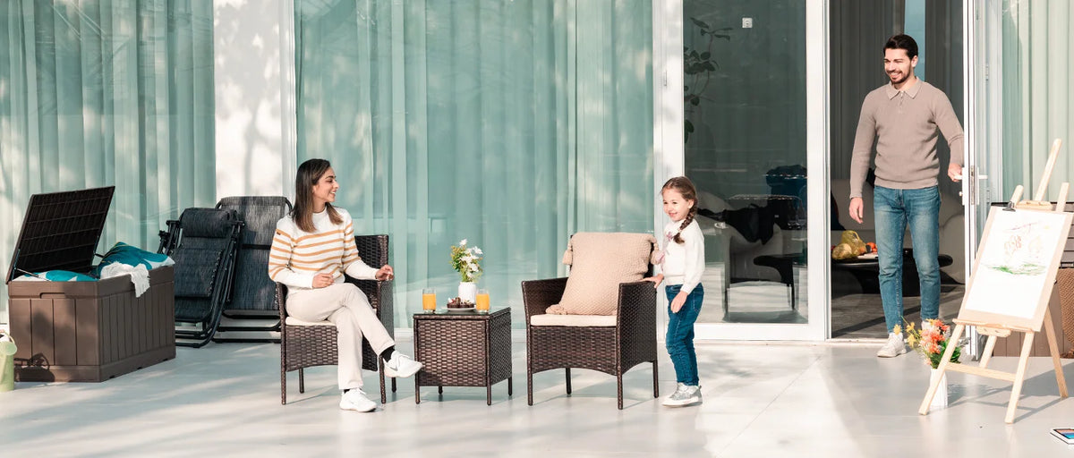 ts All Weather Outdoor Sectional Patio Sofa Manual Weaving Wicker Rattan Patio Seating Sofas with Cushion and Glass Table (Beige