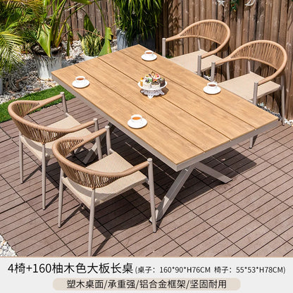 Outdoor table and chair courtyard villa leisure open-air balcony rattan chair Internet celebrity waterproof sunscreen garden