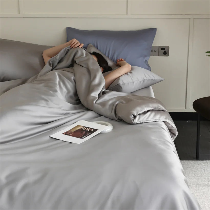 Mulberry Silk Bedding Set Luxury Natural 100% Silk Duvet Cover Set Bed Sheet Pillowcase Single Double Bedsheet King Queen Size