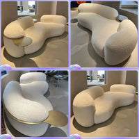 Cream Italian Light Luxury Single Reclining Curved Sofa Solid Wood Frame Small Apartment Living Room Sofa for Clothing Stores