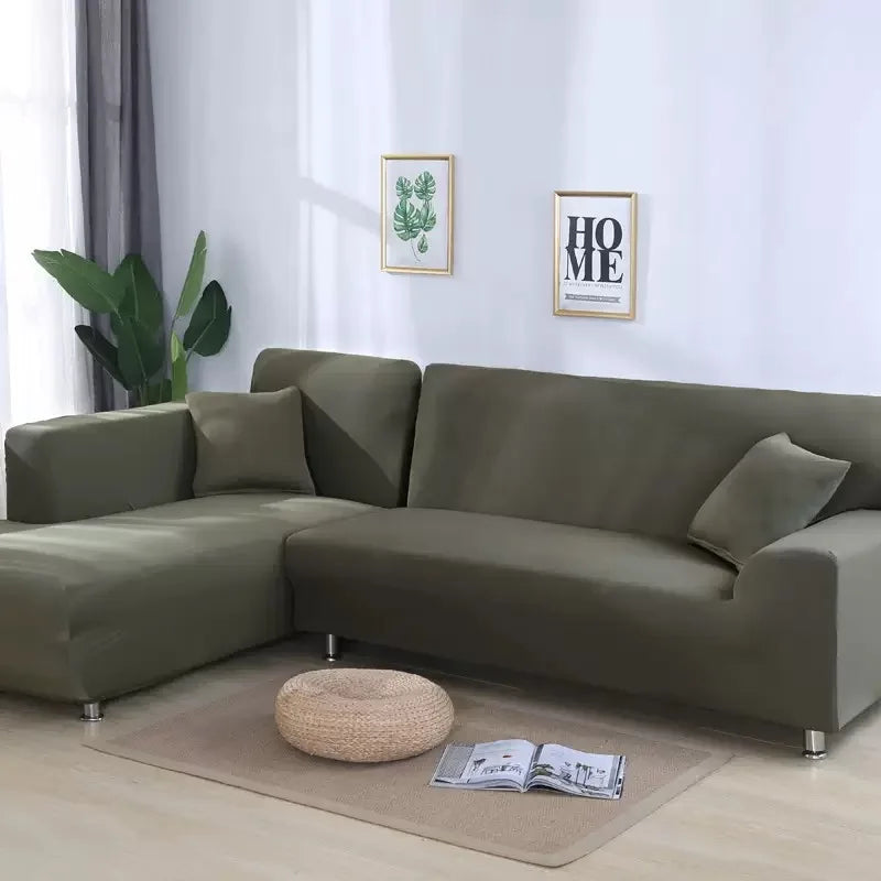 Elastic Solid Color Sofa Cover for Living Room All-inclusive Spandex Couch Cover Sectional Furniture Slipcover 1/2/3/4 Seater