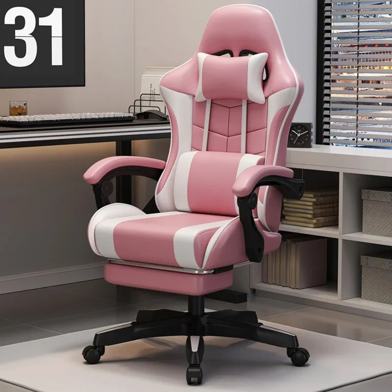 Video Game Desk Chair - Ergonomic Computer with Footrest and Comfy Lumbar Support, PU Leather Recliner with 360° Swivel