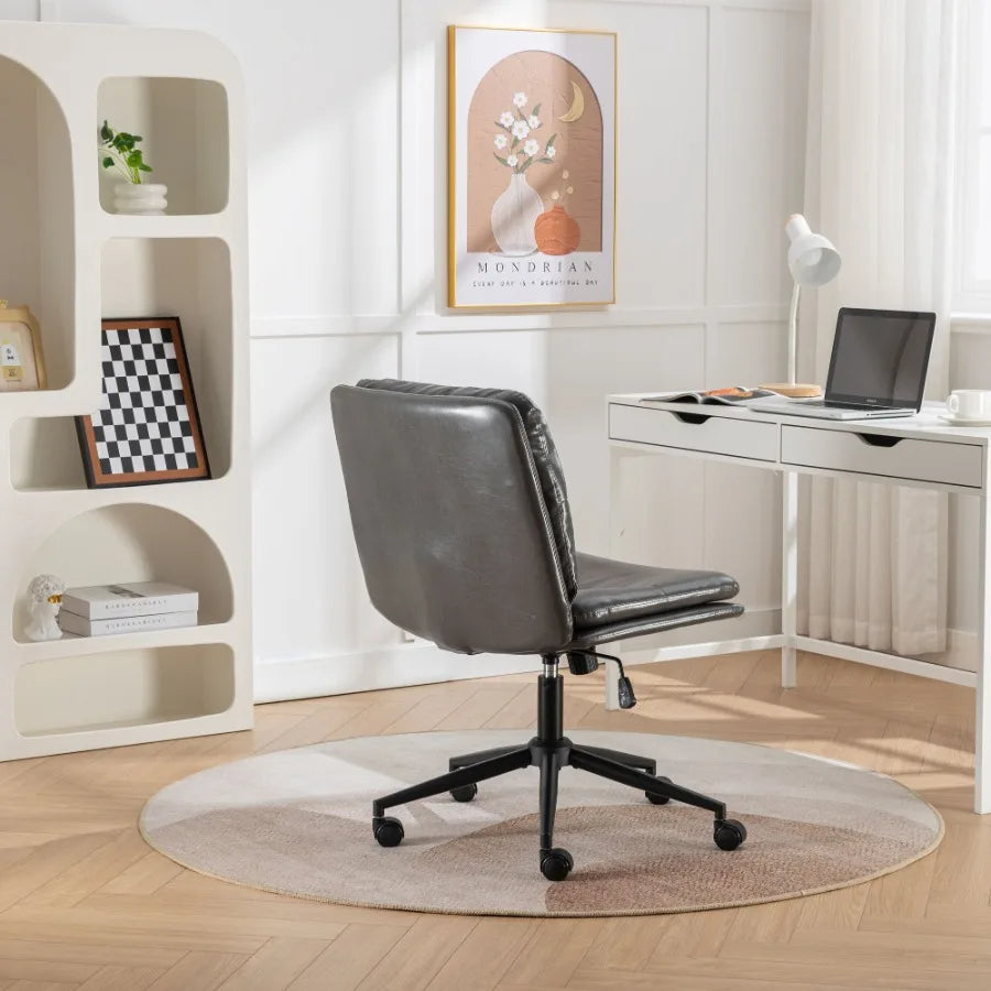 Bizerte Adjustable Swivel Criss-Cross Chair Wide Seat/ Office Chair/Vanity Chair Gray
