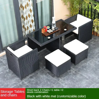 Outdoor Table Chairs Patio Rattan Furniture Set Italian Leisure Open-air Garden Furniture Sets Waterproof and Sun-proof Armchair