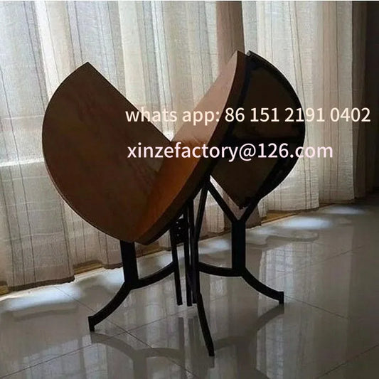 Customizable modern simple solid wood round folding dining table multi-functional wrought iron household large round table