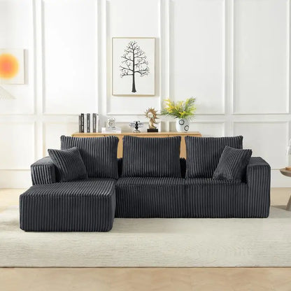 Modular Sectional Sofa, Modern Corduroy Couch with Deep Seat, Upholstered 4-Seater for Living Room, No Assembly Needed, Cozy