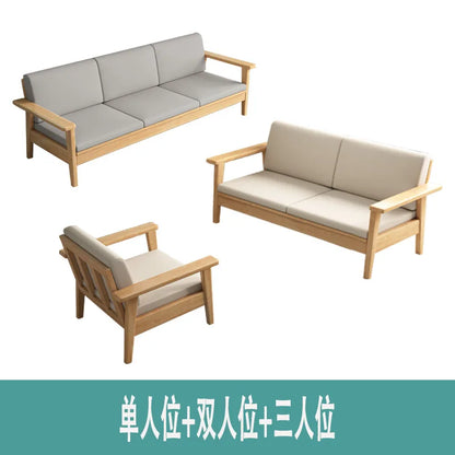 Solid wood sofa simple modern living room small apartment three-person winter and summer dormitory bed and breakfast sofa