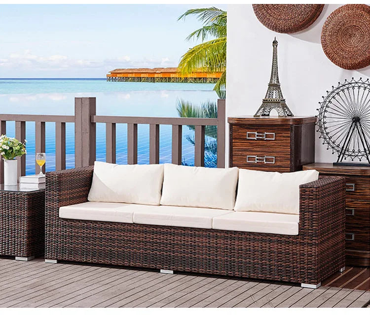 Outdoor sofa leisure balcony set combination villa courtyard sales office lazy rattan furniture small apartment rattan sofa