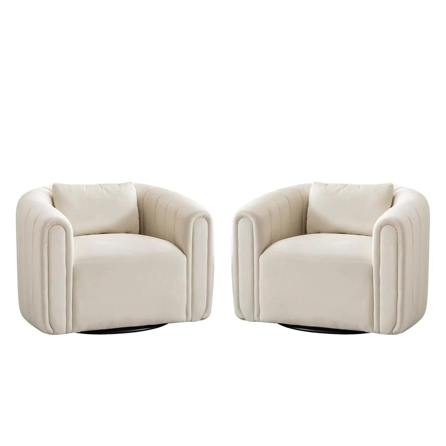 Swivel Barrel Chair Set of 2 with Plump Pillow, Comfy Round Armchair,, Customized