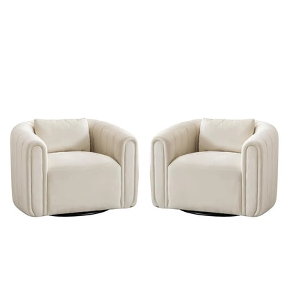 Swivel Barrel Chair Set of 2 with Plump Pillow, Comfy Round Armchair,, Customized