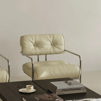MOMO Antique Style Sofa Chair Living Room Designer Simple Single Chair Hotel Club Bauhaus Negotiation Stainless Steel Chair