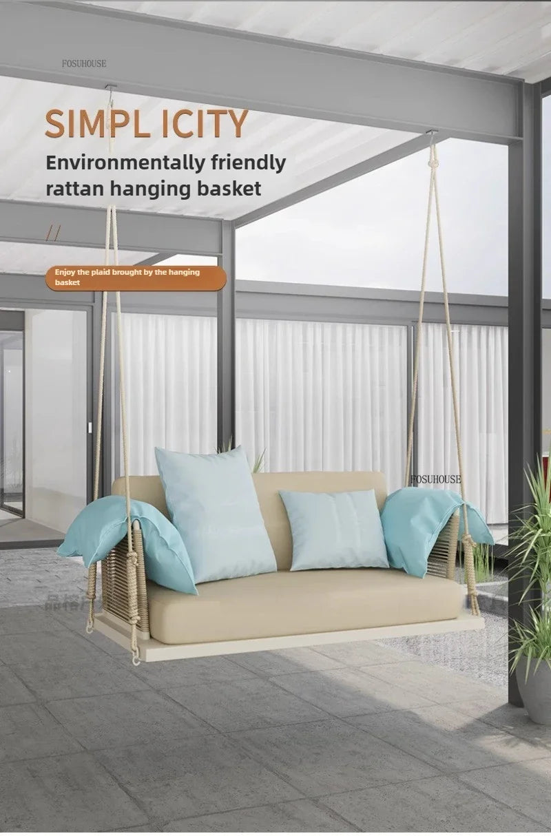 Nordic Patio Swings Indoor Balcony Hanging Basket Chair Home Single Double Rope Hanging Basket Hanging Chairs Outdoor Furniture