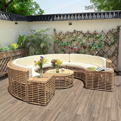 Outdoor rattan sofa courtyard open-air combination seat imitation rattan outdoor garden leisure balcony