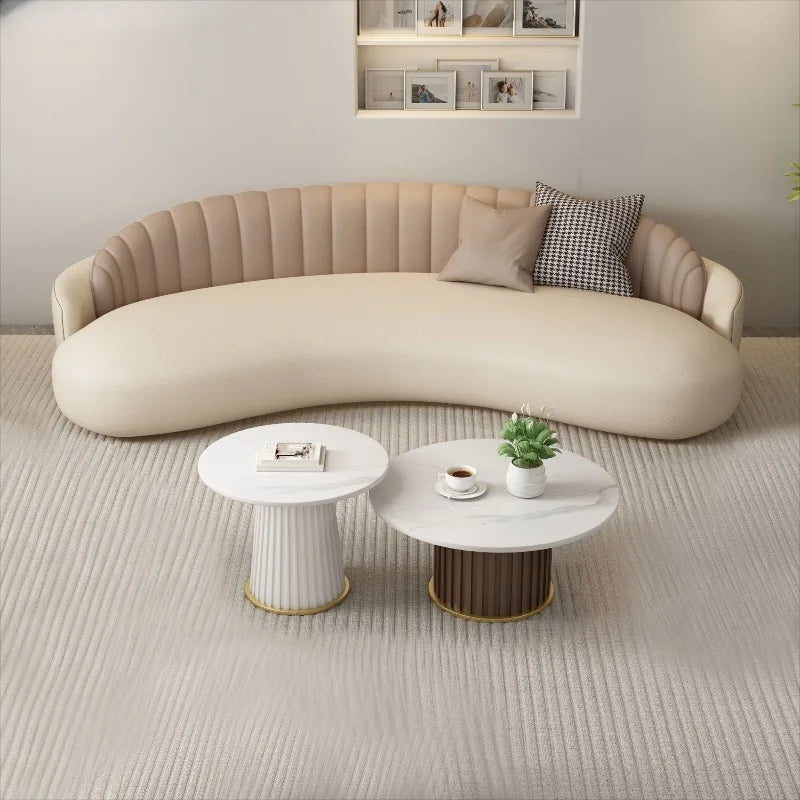 Light luxury and comfortable clothing store, beauty salon, rest area, lobby reception, office sofa, curved negotiation sofa