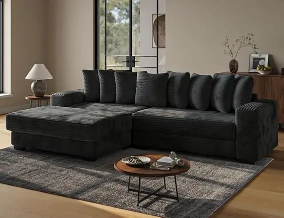 110 Modular Sectional Sofa, L Shaped Couch with Chaise Lounge, Fluffy Corduroy Cloud Couch with Deep Seat for Living Room