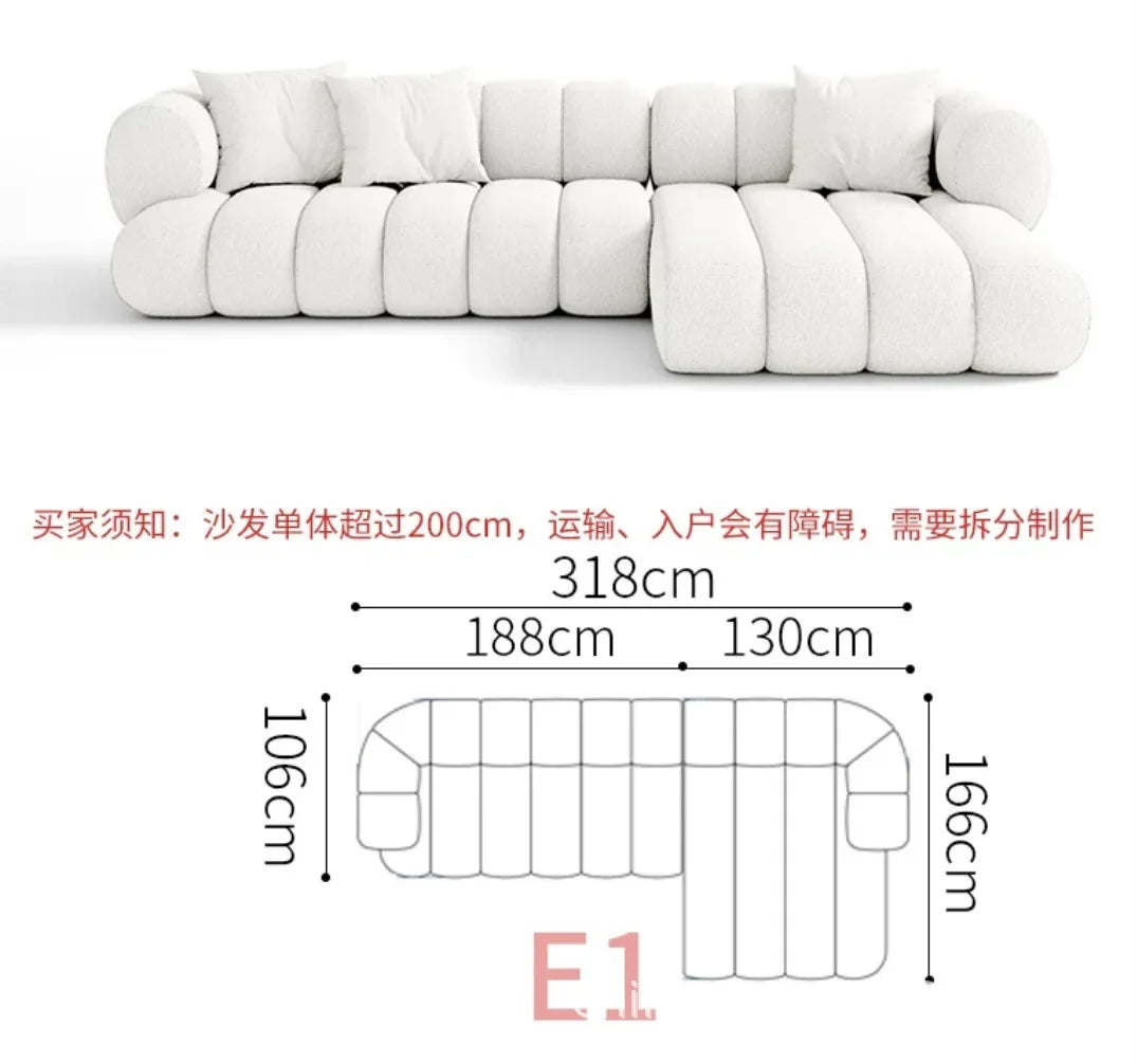 Living room cloud fabric sofa size apartment