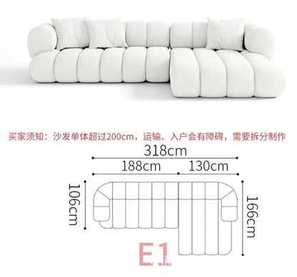 Living room cloud fabric sofa size apartment