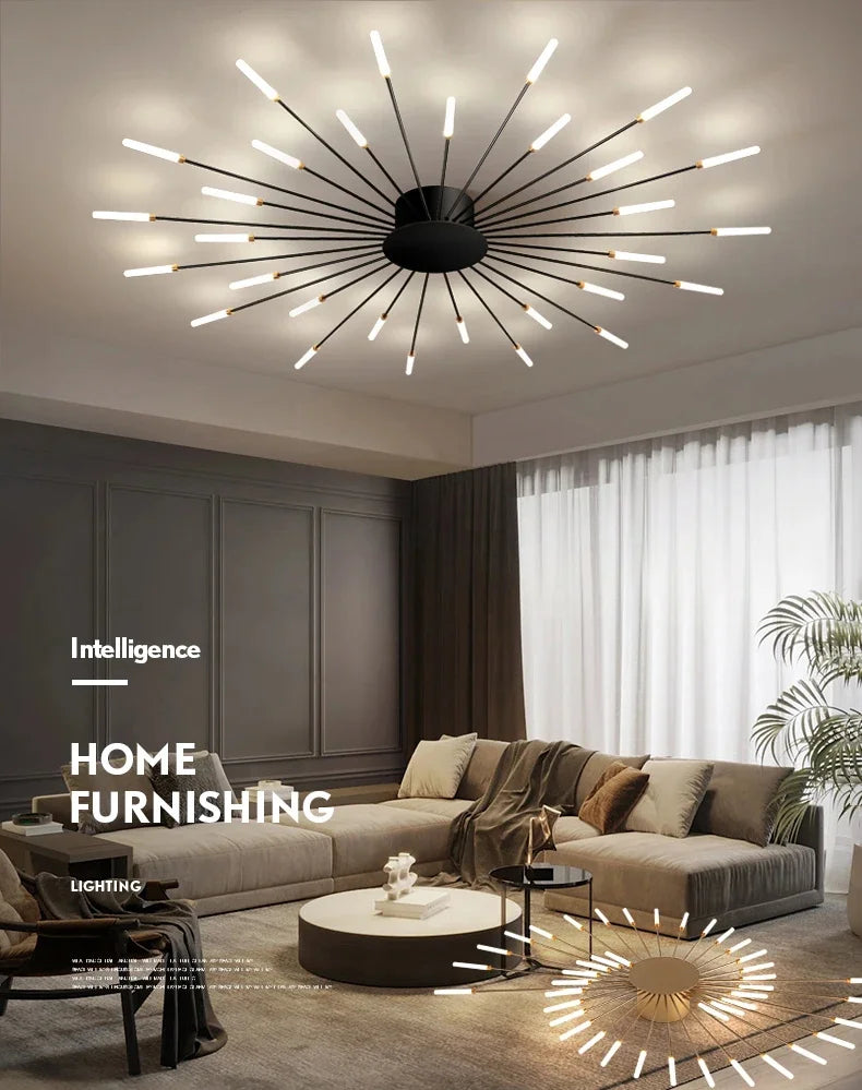 Living Room Light LED Ceiling Lamp Modern Indoor Lighting Acrylic Nordic Creative Fan-shaped Bedroom Fixture Home Decor Kid Room