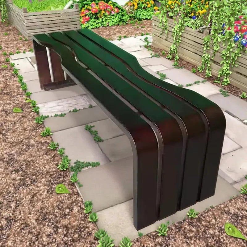 Leisure Wooden Patio Galvanized Steel Outdoor Bench Iron Seats Design Park Garden Benches Garden Waiting Bench