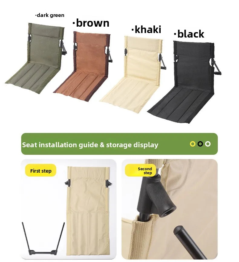 Outdoor Aluminum Alloy Support Pole Lawn Chair Camping Portable Lazy Cushion Extended Folding Backrest Grass Chair